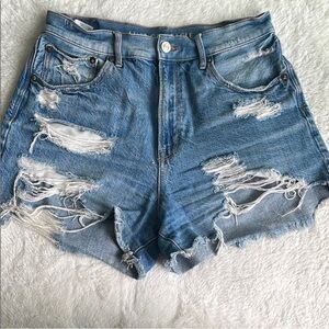 American Eagle Outfitters High Waisted Distressed Denim Shorts